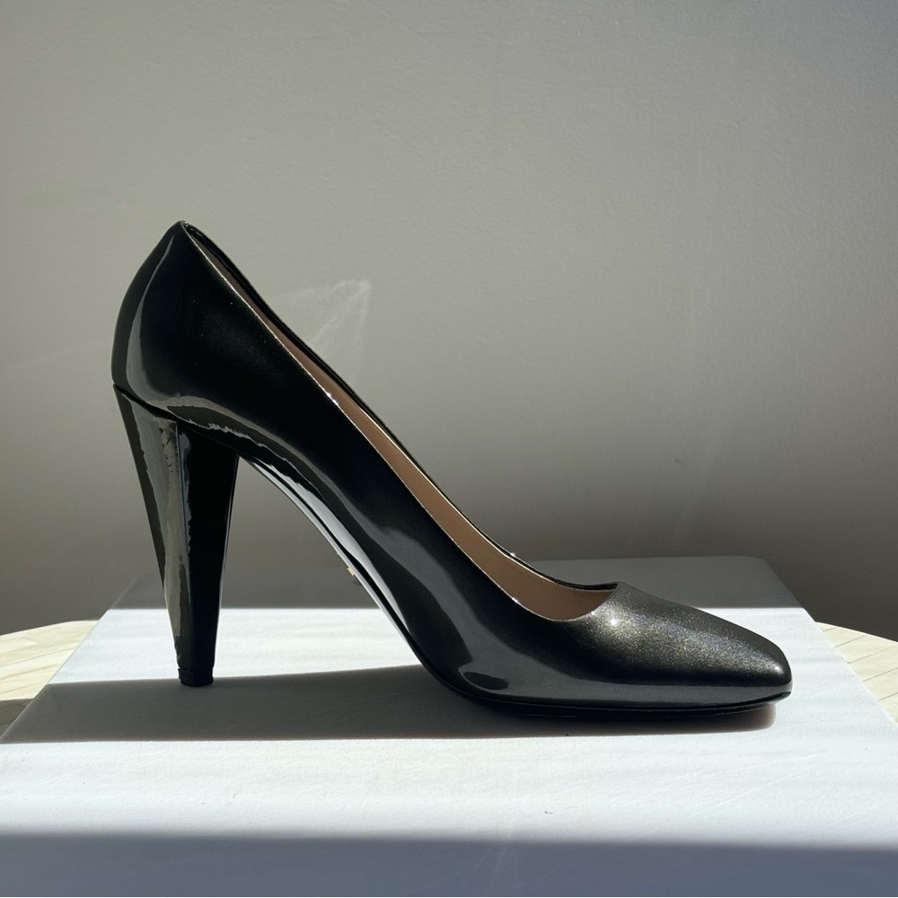 Prada Grafite Square Toe Pump Size 9